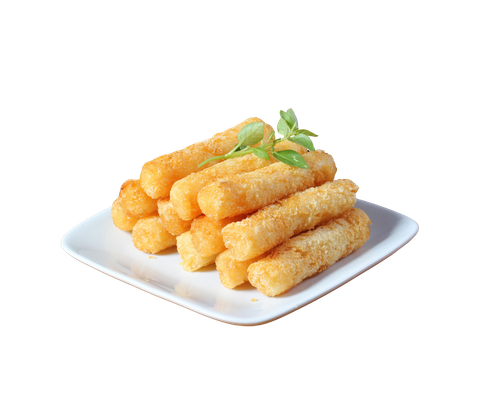 Fried cassava on plate with garnish
